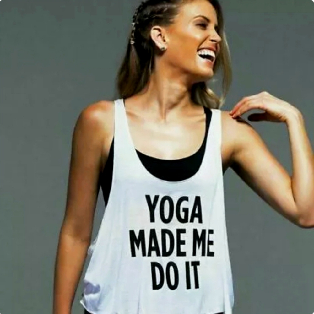 Stylestalker Yoga Made me Do it tank crop top thin layer size small white